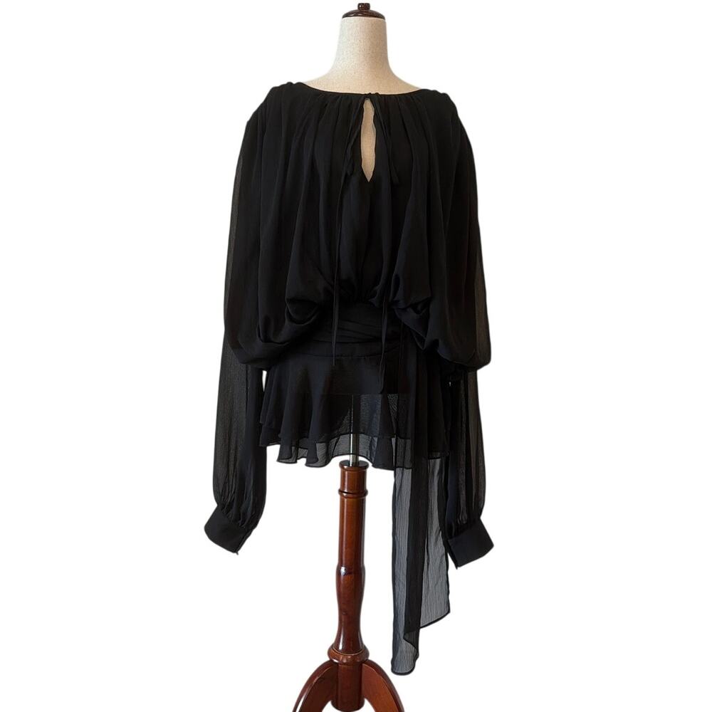 NWT Lioness Elements Long Sleeve Chiffon Minidress, Black, Women’s Size Small